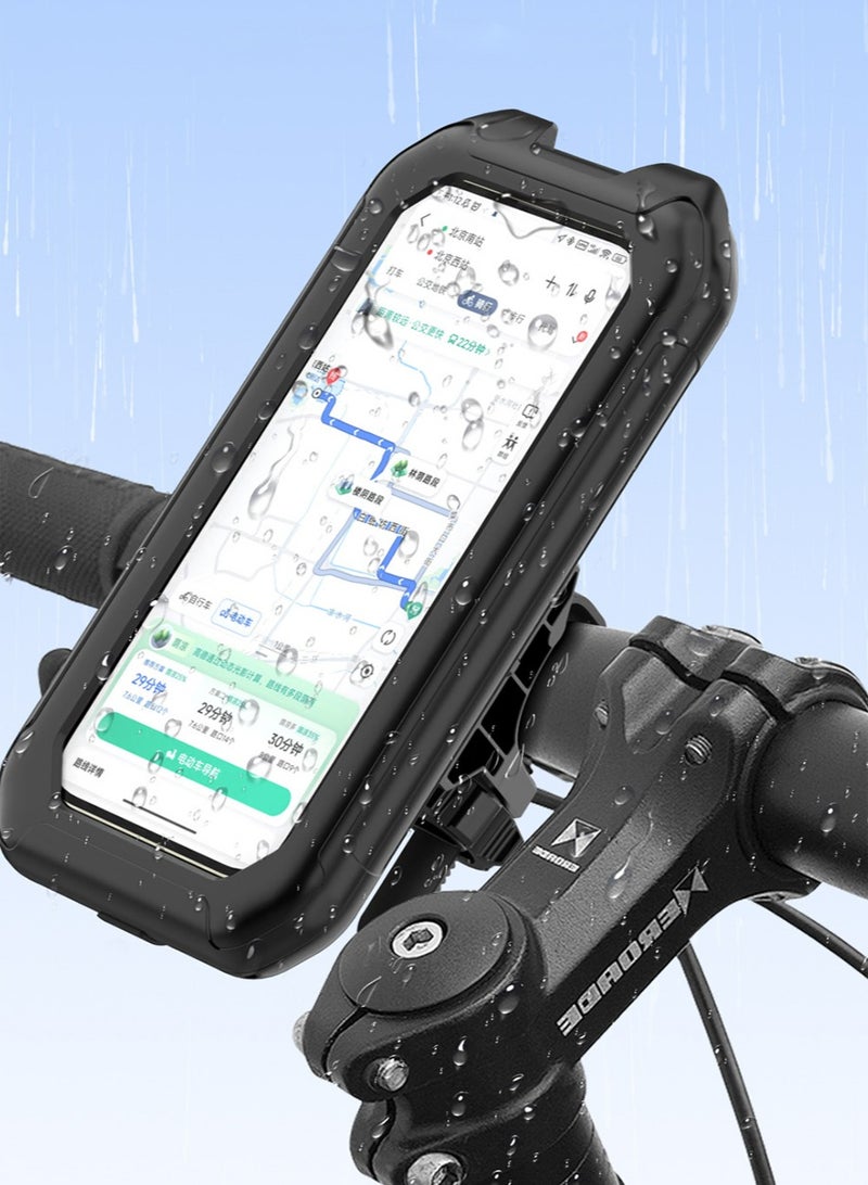X-level Bike Phone Holder, [New 2024] Motorbike Phone Holder Waterproof 360°Rotation Universal Bicycle Handlebar Phone Mount Holder for 4-6.9 inch Smartphones - Image 1
