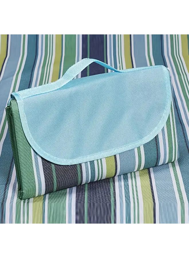 Dark Blue Oxford Cloth Beach Mat Portable Foldable Moisture Resistant Camping Mat - Image 3