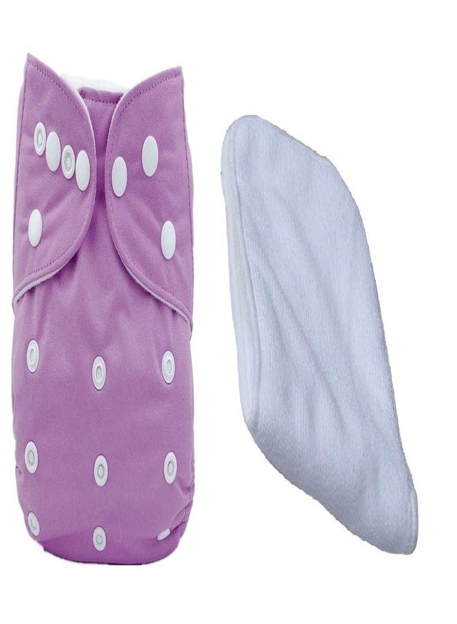 Orcoa Adjustable, Reusable, Washable Cloth Diaper with 4 Layer Nappy. (1 Diaper and 1 4 Layer Insert) (Purple Colour)