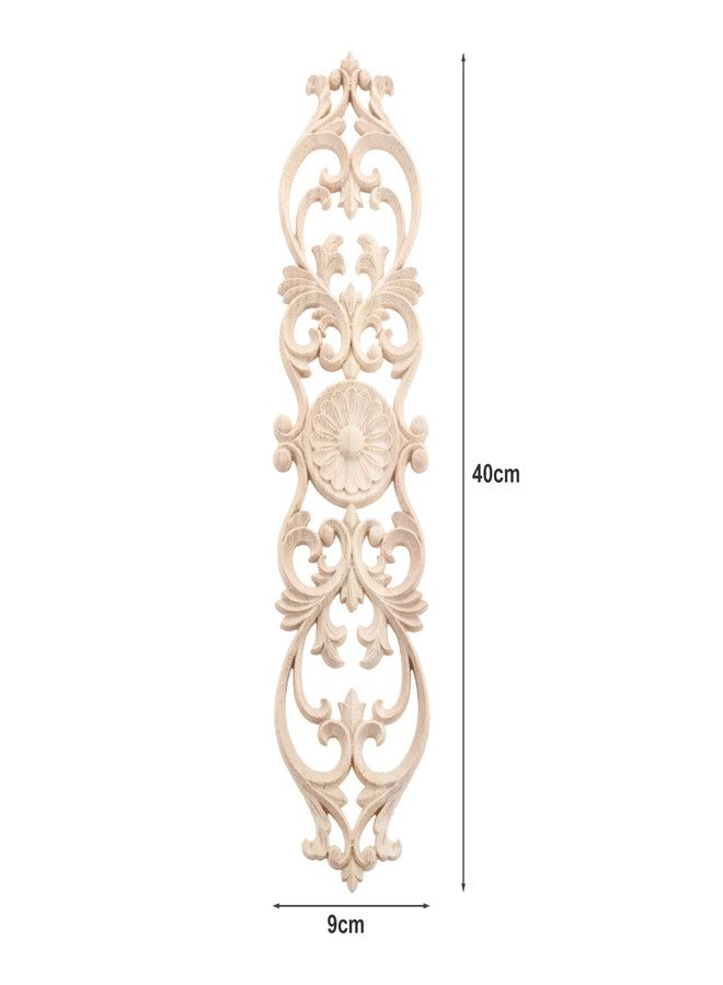 MUXSAM Wood Onlays Appliques, Long Wooden Carved Overlays Furniture Center Carvings Decals for Cabinet Closet Door Wall Dresser DIY Crafts Project(2-Pack, 40x9cm/15.8"x3.6") - Image 2