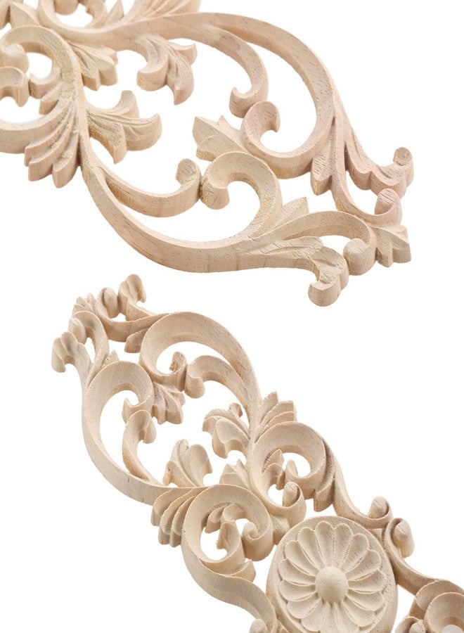 MUXSAM Wood Onlays Appliques, Long Wooden Carved Overlays Furniture Center Carvings Decals for Cabinet Closet Door Wall Dresser DIY Crafts Project(2-Pack, 40x9cm/15.8"x3.6") - Image 3