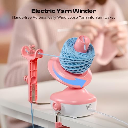 Caydo A1 Electric Yarn Winder Automatic Yarn Cake Winder with Dual Tension Spring Stepless Speed Compact 7oz Portable Yarn Winder for Crocheting Ideal Gift for Crochet Lovers Mothers DayPink - Image 3