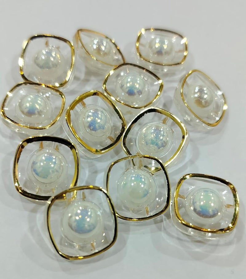RD creator zone 12 pcs Transparent Resin Colored Shirt Pearl Buttons Children Buckle for Sewing Accessories DIY CraftsWhite Colorful Button is Unique in Workmanship Smooth WaterproofPack of 1 White  - Image 2