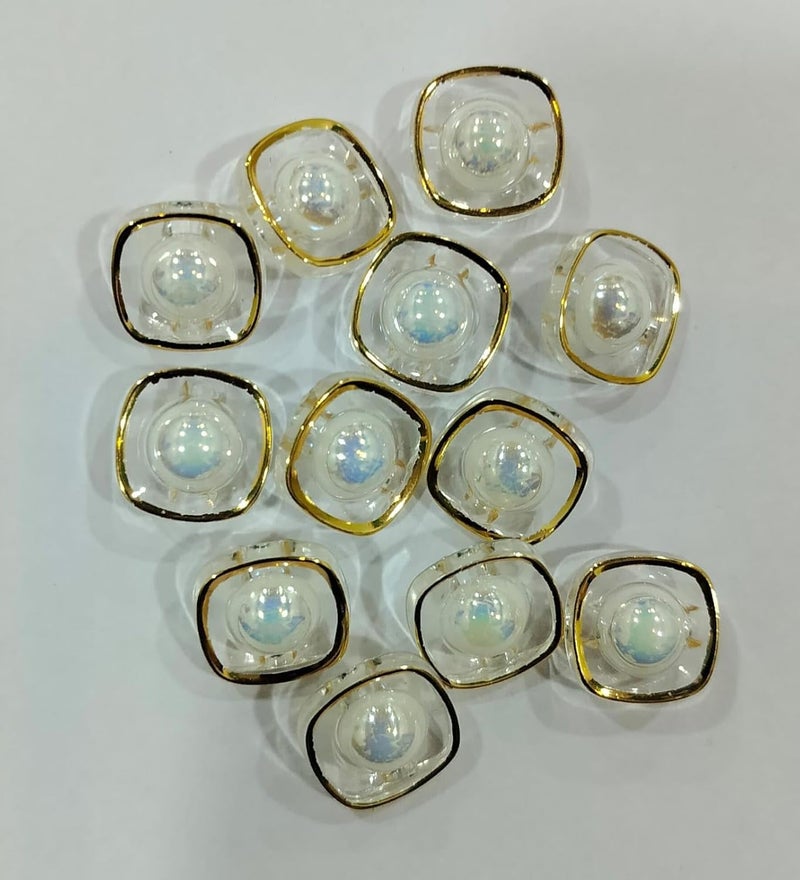 RD creator zone 12 pcs Transparent Resin Colored Shirt Pearl Buttons Children Buckle for Sewing Accessories DIY CraftsWhite Colorful Button is Unique in Workmanship Smooth WaterproofPack of 1 White  - Image 1