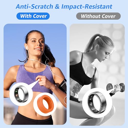 Bougraite 12 Pack Cover Compatible with Oura Ring 4/Gen3/Samsung Galaxy Ring/UltraHuman/RingConn Gen 2 Air/2/1, Silicone Anti-Slip Wave Texture Anti-Scratch Protector Case for Working Out Gym - Image 5
