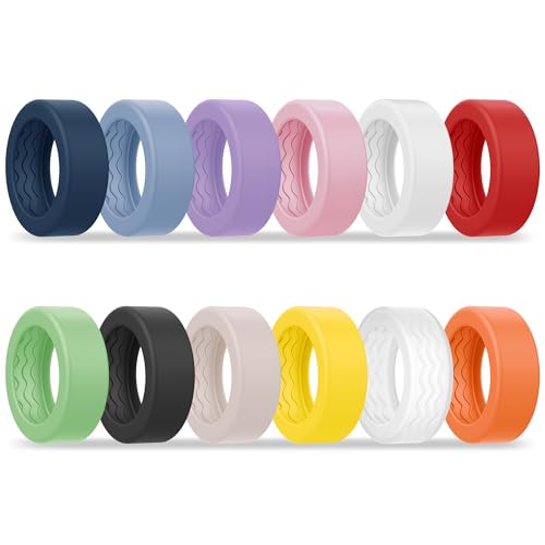 Bougraite 12 Pack Cover Compatible with Oura Ring 4/Gen3/Samsung Galaxy Ring/UltraHuman/RingConn Gen 2 Air/2/1, Silicone Anti-Slip Wave Texture Anti-Scratch Protector Case for Working Out Gym - Image 1