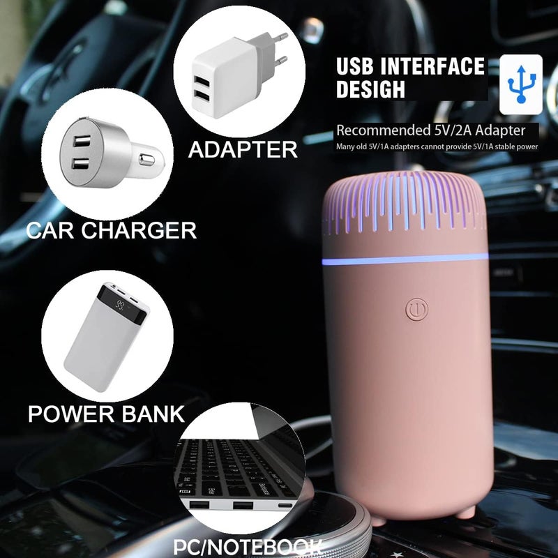 Unee Car Aroma Diffuser 100ml Sunshine Humidifier Aromatherapy Essential Oil Diffuser USB Cool Mist Mini Diffuser for Car Home Office Bedroom (Pink) - Image 2