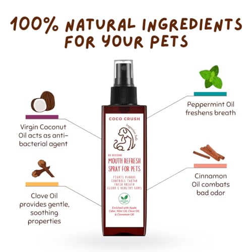 Coco Crush Natural Pet Liquid Toothpaste, 50ml; Finger Toothbrush & Mouth Refresh Spray, 50ml | Teeth Cleaning & Fresh Breath | Fights Plaque & Tartar | 100% Pure & Ingestion Safe (100ml) - Image 5