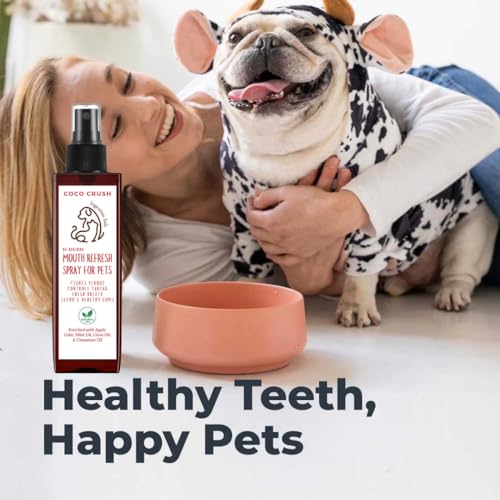 Coco Crush Natural Pet Liquid Toothpaste, 50ml; Finger Toothbrush & Mouth Refresh Spray, 50ml | Teeth Cleaning & Fresh Breath | Fights Plaque & Tartar | 100% Pure & Ingestion Safe (100ml) - Image 4