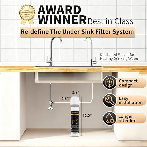 WINGSOL Under Sink Water Filter System with Chrome Faucet, NSF/ANSI 42&53 Anti-Clog Pleated Filter Quick Change EZ Install, Reduce PFAS/Lead/Chlorine/Sediment, Long-Lasting Water Filter - Image 2
