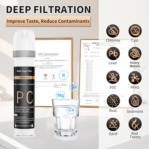 WINGSOL Under Sink Water Filter System with Chrome Faucet, NSF/ANSI 42&53 Anti-Clog Pleated Filter Quick Change EZ Install, Reduce PFAS/Lead/Chlorine/Sediment, Long-Lasting Water Filter - Image 3