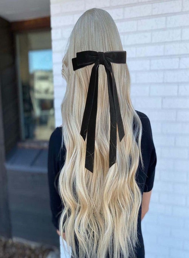 Funlovin Long Black Bows Hair Ribbon Clips for Women Girls Cute Velvet Hair Bow Clips Elegant Hair Clips with Long Tail Bowknot Hairpins Hair Barrette Hair Accessories (2pcs) - Image 3