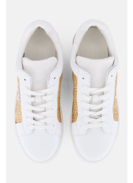 DKNY Women Abeni Arch Raffia Lace Up Shoes, White  - Image 3