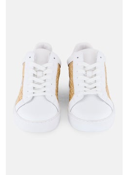 DKNY Women Abeni Arch Raffia Lace Up Shoes, White  - Image 4
