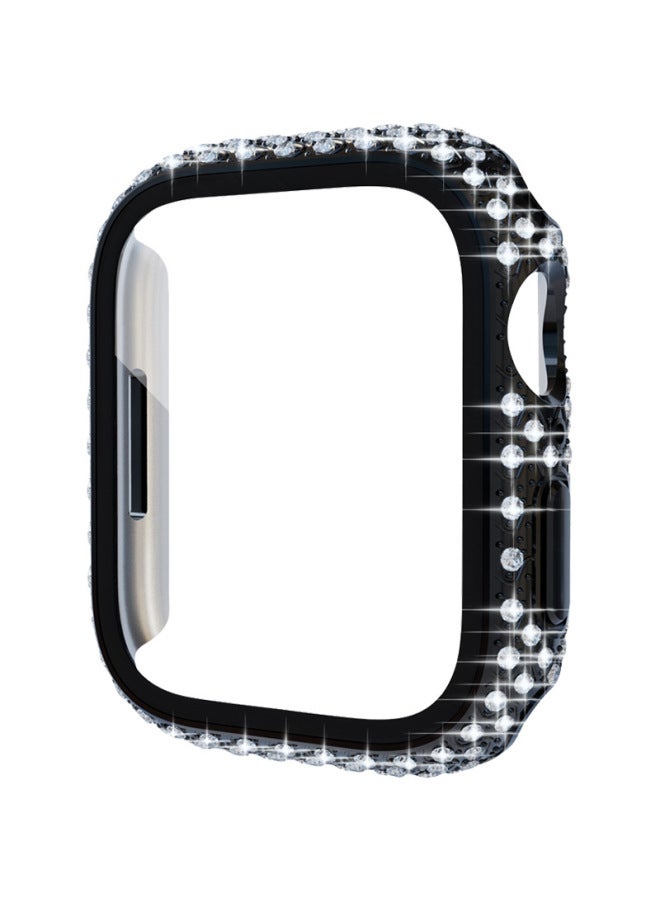 For Apple Watch 7 Generation Watch Protective Cover For Iphone 7 Generation Watch Tempered Film Case Integrated Protective Shell-Color:Chinese Style-Black-Exterior Dimension:41mm
