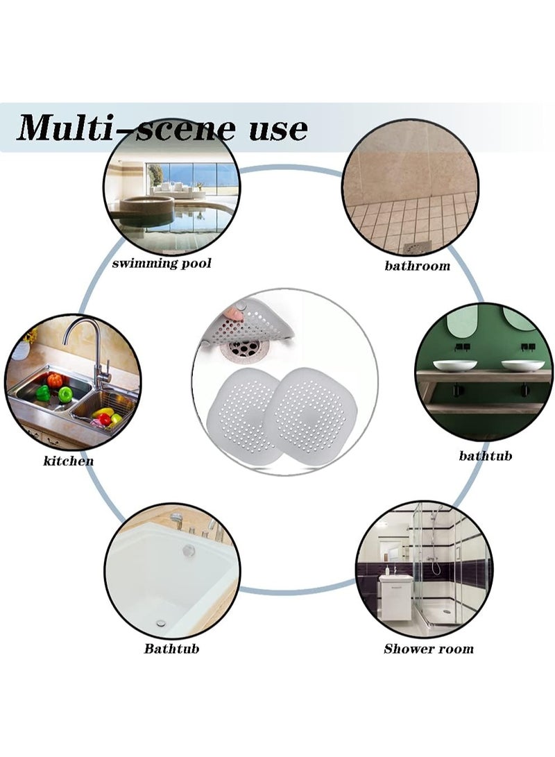 Beauenty Pack of 2 Silicone Drain Strainer, Shower Hair Catcher, Bathtub Drain Cover, Drain Strainer for Bathroom Bathtub and Kitchen (2 Grey) - Image 5