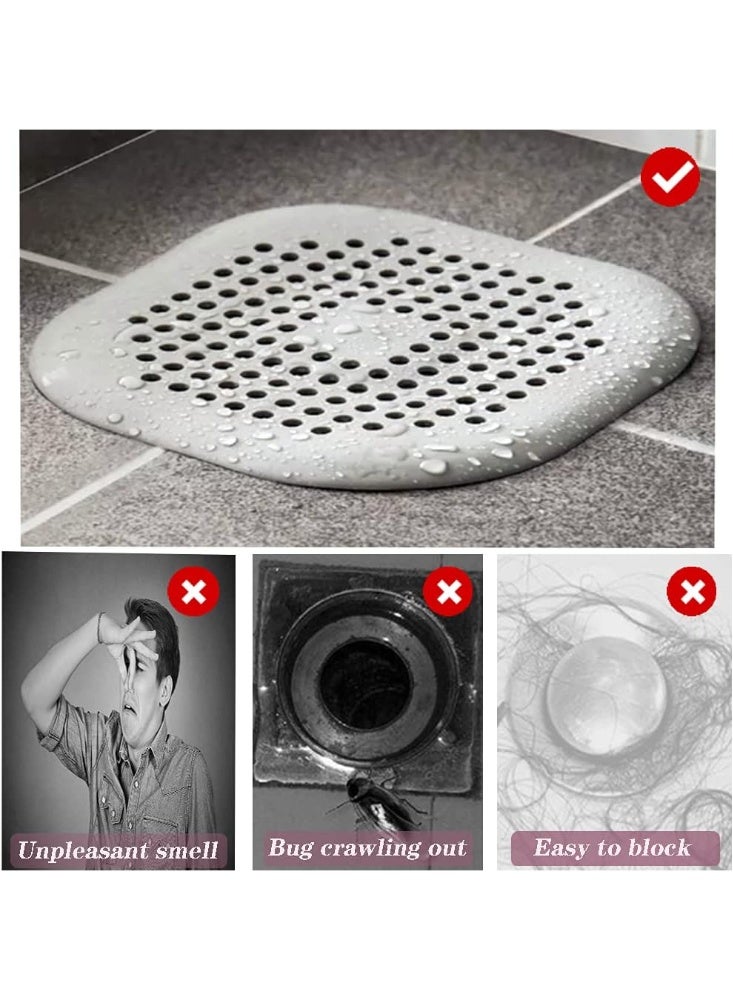 Beauenty Pack of 2 Silicone Drain Strainer, Shower Hair Catcher, Bathtub Drain Cover, Drain Strainer for Bathroom Bathtub and Kitchen (2 Grey) - Image 2