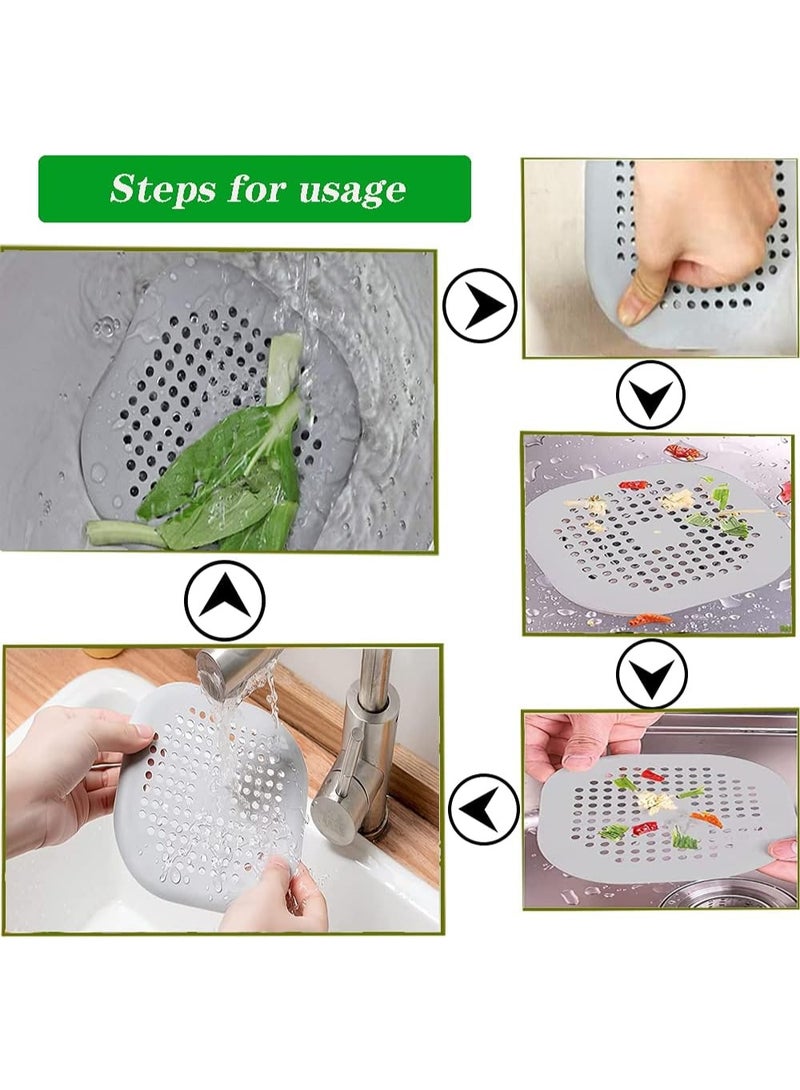 Beauenty Pack of 2 Silicone Drain Strainer, Shower Hair Catcher, Bathtub Drain Cover, Drain Strainer for Bathroom Bathtub and Kitchen (2 Grey) - Image 3