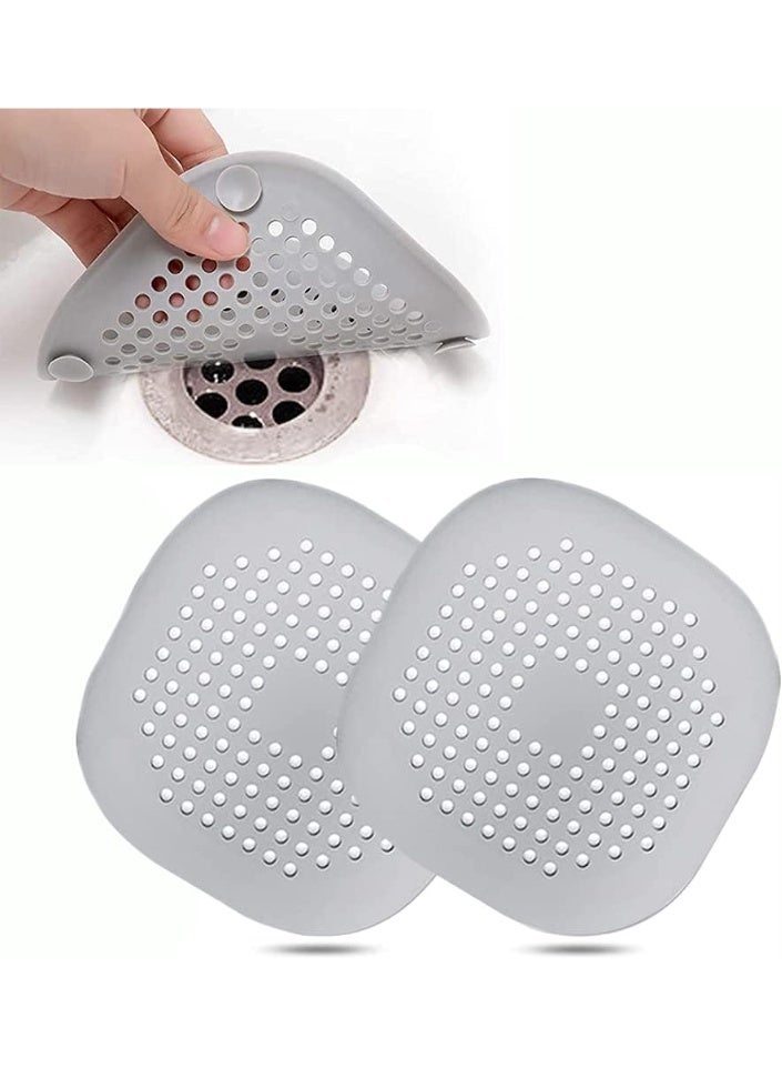 Beauenty Pack of 2 Silicone Drain Strainer, Shower Hair Catcher, Bathtub Drain Cover, Drain Strainer for Bathroom Bathtub and Kitchen (2 Grey) - Image 1