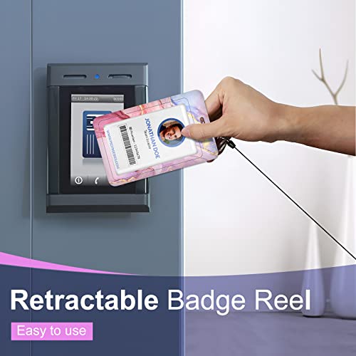 Toykee ID Badge Holder with Lanyard and Retractable Badge Reel Clip, Marble Card Name Tag Lanyard Vertical ID Protector Bage Clips for Women Girls Nurse Nursing Doctor Teacher Student - Image 3