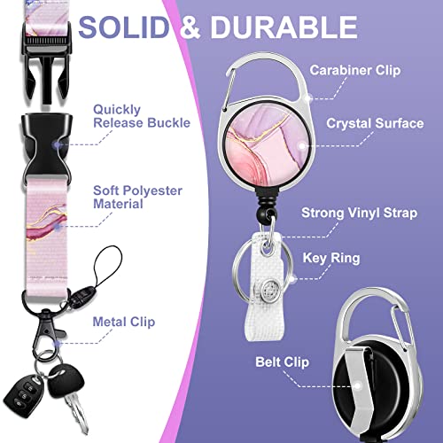 Toykee ID Badge Holder with Lanyard and Retractable Badge Reel Clip, Marble Card Name Tag Lanyard Vertical ID Protector Bage Clips for Women Girls Nurse Nursing Doctor Teacher Student - Image 4