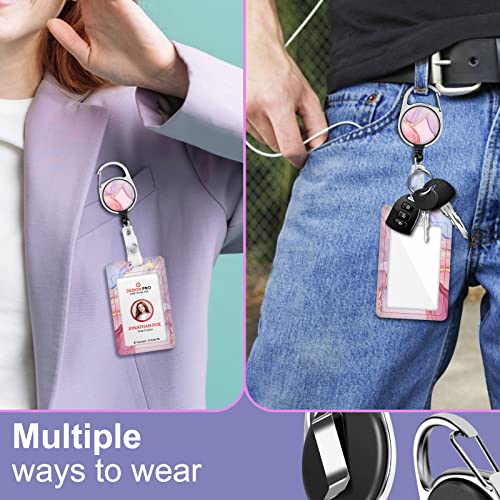 Toykee ID Badge Holder with Lanyard and Retractable Badge Reel Clip, Marble Card Name Tag Lanyard Vertical ID Protector Bage Clips for Women Girls Nurse Nursing Doctor Teacher Student - Image 5