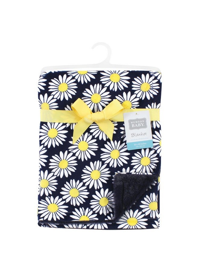 Hudson Baby Unisex Baby Plush Blanket with Furry Binding and Back, Navy Daisy, One Size - Image 2