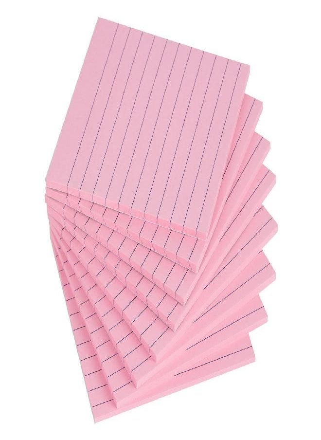 Vanpad - Lined Sticky Notes 4x4 Inches, Light Pink Ruled Self-Stick Pads, Easy to Post for Home, Office, Notebook, 8 Pads/Pack - Image 1