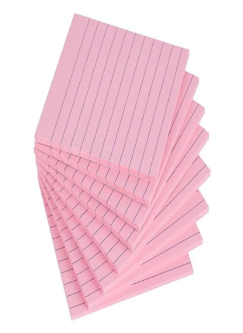 Lined Sticky Notes 4x4 Inches, Light Pink Ruled Self-Stick Pads, Easy to Post for Home, Office, Notebook, 8 Pads/Pack