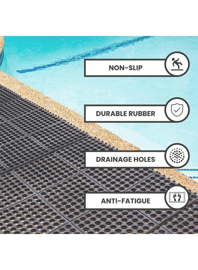 Envelor Interlocking Rubber Floor Mat Restaurant Kitchen Mat for Floor Anti Fatigue Bar Mat Door Mat Non-Slip Mat Indoor Outdoor Shower Pool Drainage Mat Durable Garage Flooring 91.44 x 91.44 cms - Image 2