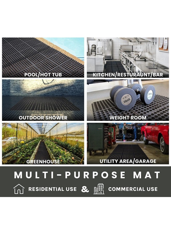 Envelor Interlocking Rubber Floor Mat Restaurant Kitchen Mat for Floor Anti Fatigue Bar Mat Door Mat Non-Slip Mat Indoor Outdoor Shower Pool Drainage Mat Durable Garage Flooring 91.44 x 91.44 cms - Image 4