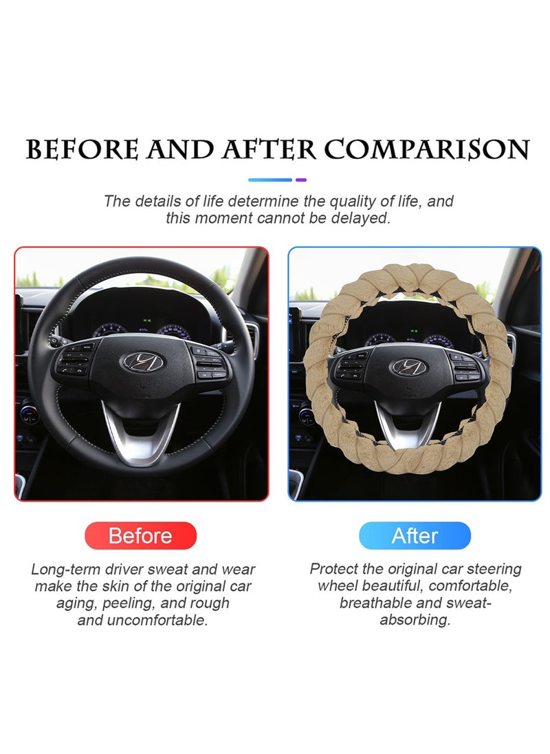 Agc - AGC Beige Premium Large Steering Wheel Cover – 40cm, Soft and Anti-Slip ST-10185 - Image 1