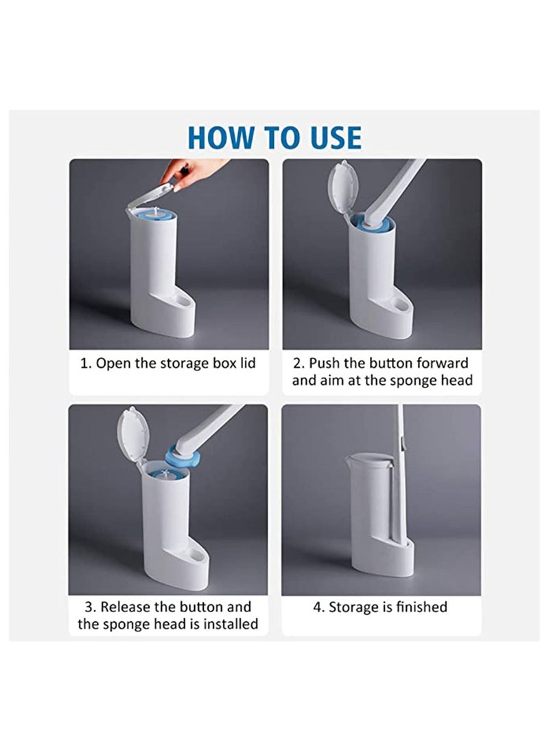 SKY-TOUCH - Toilet Bowl Cleaning Brush, Disposable Brush Head with 16 Refills Dissolving Wand Replacement Sponge, Soft Cleaner Brush for Bathroom Cleaning - Image 1