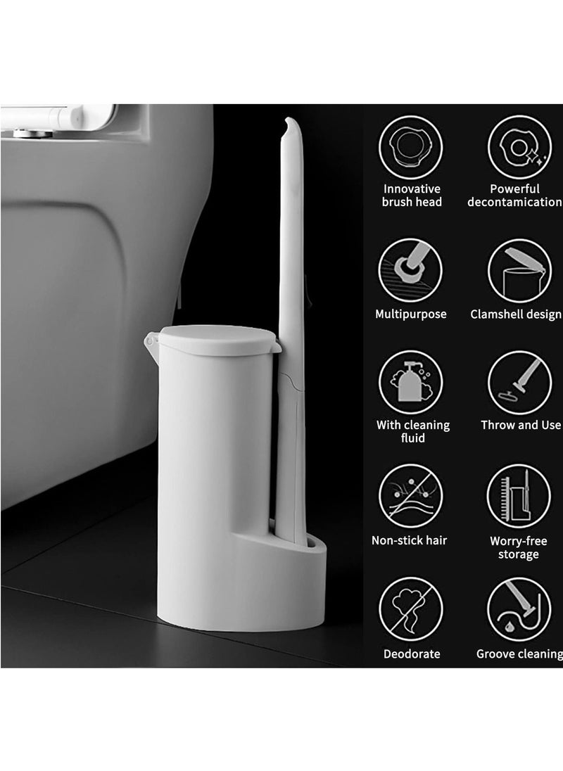 SKY-TOUCH - Toilet Bowl Cleaning Brush, Disposable Brush Head with 16 Refills Dissolving Wand Replacement Sponge, Soft Cleaner Brush for Bathroom Cleaning - Image 1