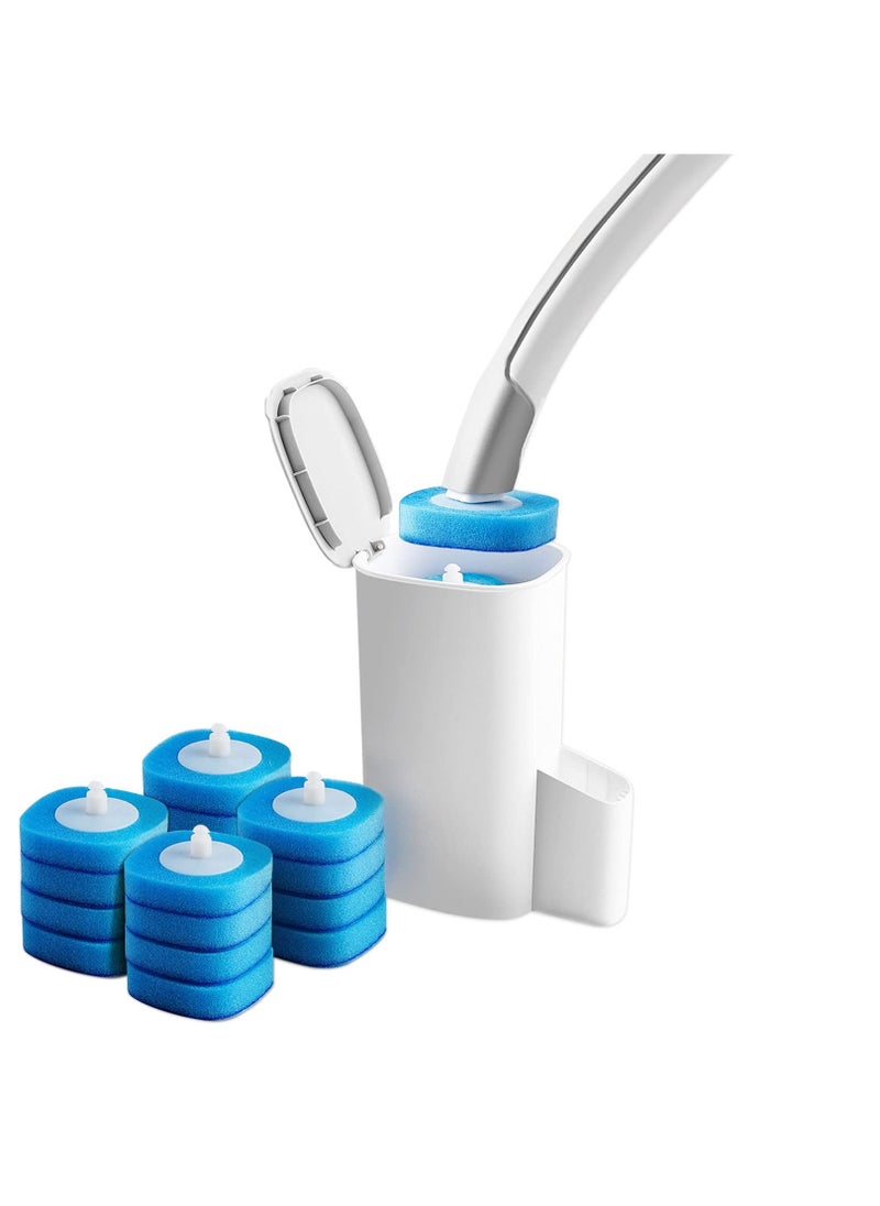 SKY-TOUCH - Toilet Bowl Cleaning Brush, Disposable Brush Head with 16 Refills Dissolving Wand Replacement Sponge, Soft Cleaner Brush for Bathroom Cleaning - Image 1