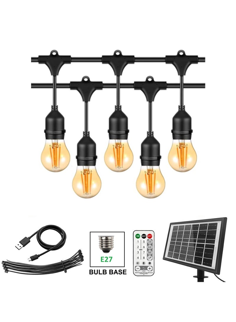 يوويل في الهواء الطلق للماء IP65 سلسلة أضواء LED E27 حامل 10 متر لمبة سلك حامل مع 20 لمبة 4W G45 العنبر مع الاتحاد الأوروبي التوصيل حامل لمبة الطاقة الشمسية لأضواء رمضان الديكور والديكور الخارجي ضوء معلق 6000 مللي أمبير و USB-C، سلسلة أضواء مع جهاز تحكم عن بعد و 8 أوضاع رمضان ضوء مع علاقات الكابل - Image 1