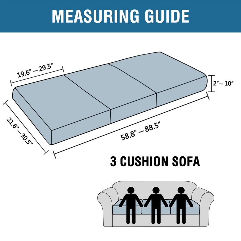 اتش. فيرسيلتيكس H.Versailtex أغطية وسائد فردية قابلة للتمدد للغاية من H.Versailtex طقم أغطية أريكة وأريكة من نسيج قطني طويل من نسيج الجاكار السميك (أغطية من 3 قطع باللون الأسود) - Image 3