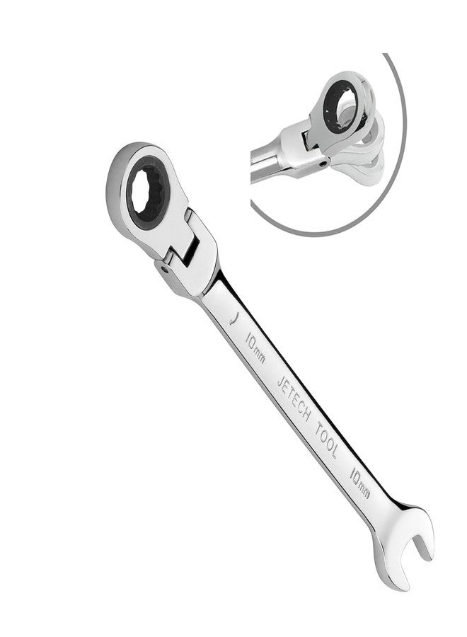 Jetech 10mm Ratchet Wrench Flex Head: Box End Wrench 12Pt| Metric Ratcheting Combination Chrome Vanadium,Forged, Extra Durability - Image 1
