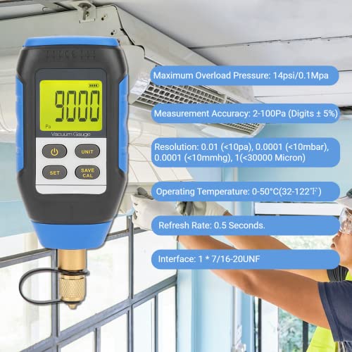 Jectse Digital Vacuum Kit, 2-100Pa High Handheld Vacuum Meter Tester,with Buzzer Three-Way Connection Extended Rod for Atmospheric Environment 0-50°C - Image 3