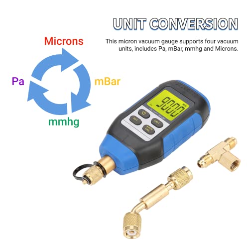 Jectse Digital Vacuum Kit, 2-100Pa High Handheld Vacuum Meter Tester,with Buzzer Three-Way Connection Extended Rod for Atmospheric Environment 0-50°C - Image 4