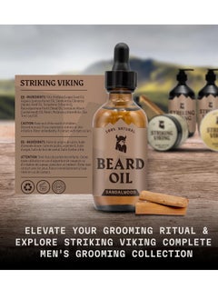 Striking Viking Striking Viking Scented Beard Oil Conditioner for Men - Natural Organic Formula with Tea Tree, Argan and Jojoba Oils - Softens, Smooths, and Strengthens Beard Growth (2 Fl Oz (Pack of 1), Sandalwood)  - Image 4