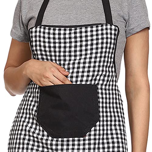 JMi 100% Cotton Check Fabric Waterproof with Long Ties and multipurpose Front large Embroidered pocket For Cooking Dusting Home Kitchen Restaurant for Men & Women Unisex Apron. Pack of 3 (MULTI - 13) - Image 2