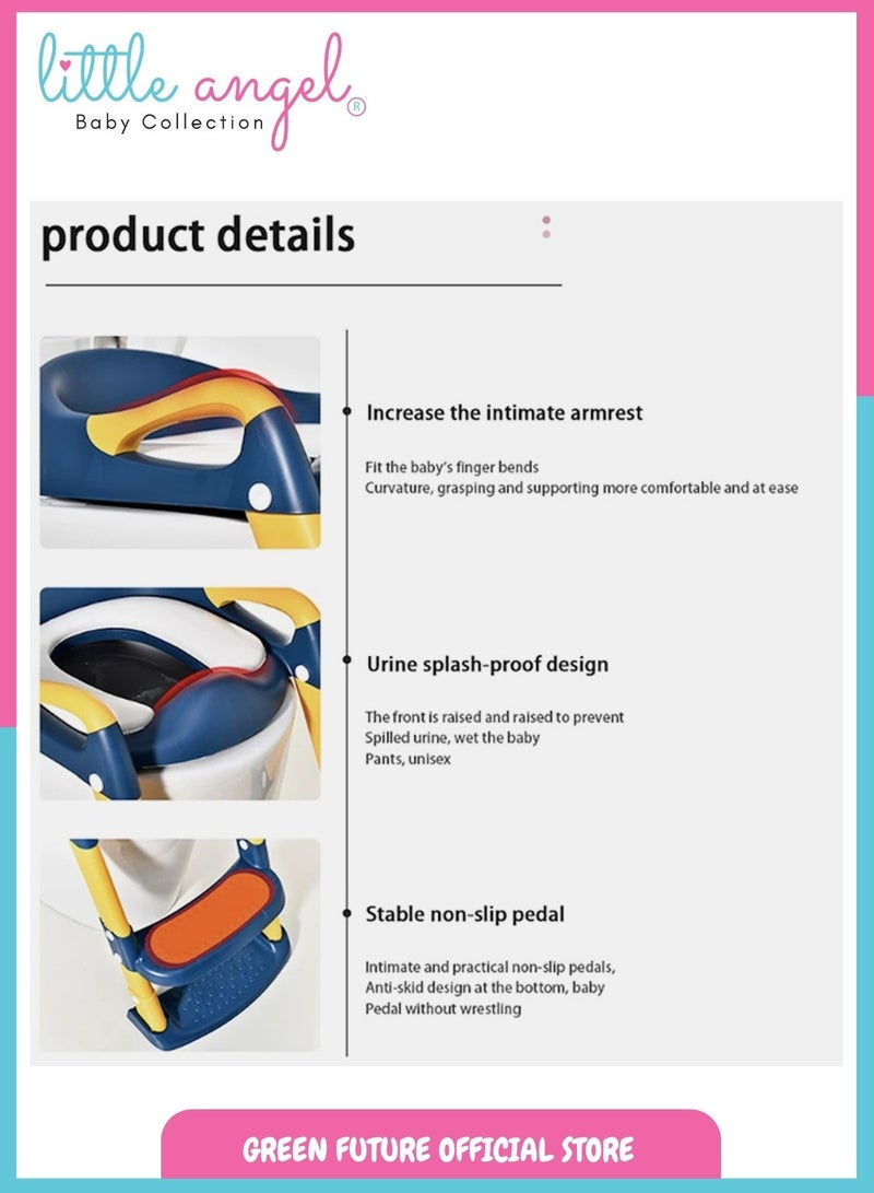 Little Angel Kids Toilet Training Seat with Adjustable Ladder - Foldable Toddler Potty Ladder Seat for Easy Toilet Training, Non-Slip Step Stool with Safety Handles - Image 3