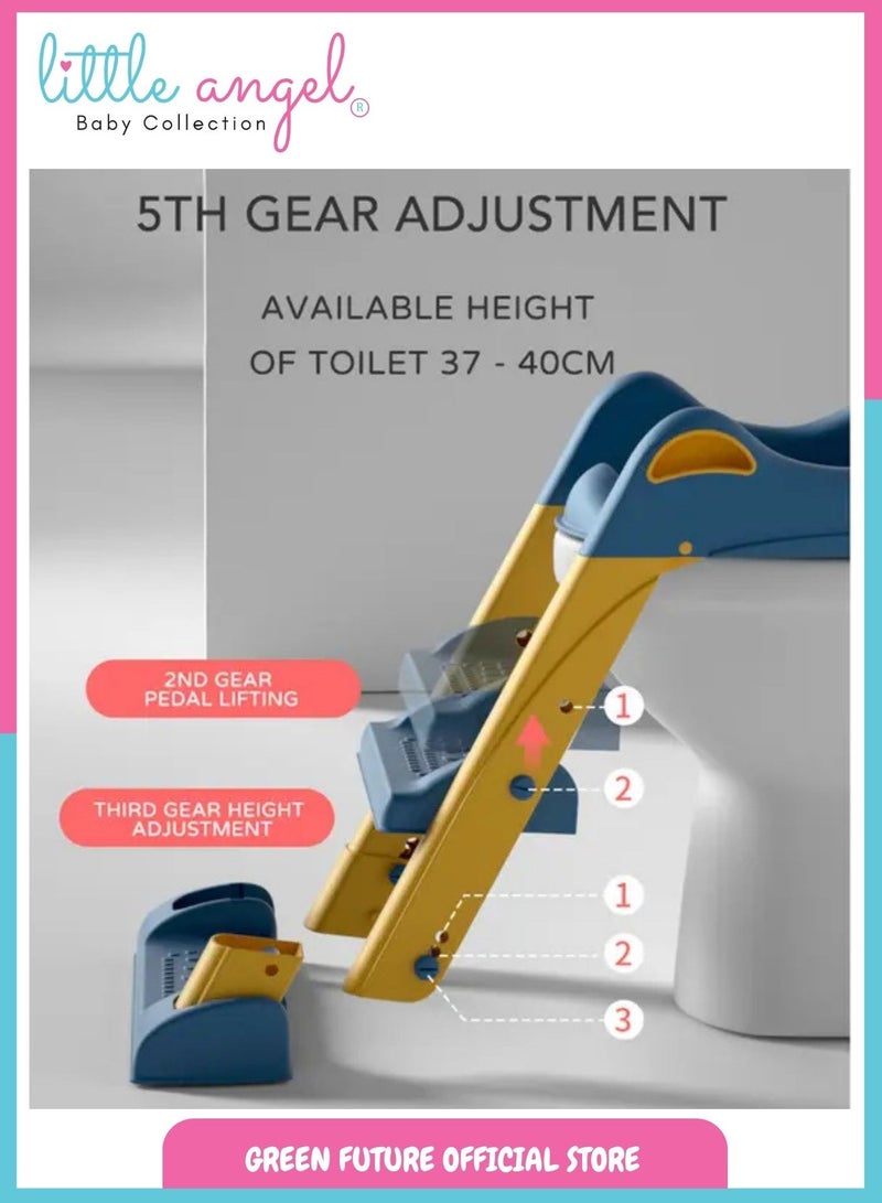 Little Angel Kids Toilet Training Seat with Adjustable Ladder - Foldable Toddler Potty Ladder Seat for Easy Toilet Training, Non-Slip Step Stool with Safety Handles - Image 5