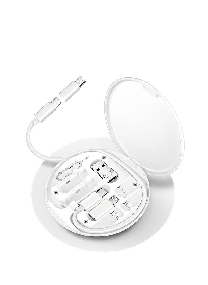 Generic - USB C to Lightning Adapter Kit, Ulti Charging Cable Case Convertor USB C to Type C/iOS Device/Micro Adapter Travel Data Cable Set Contains Card Storage，Phone Holder, Tray Eject Pin(White) - Image 1