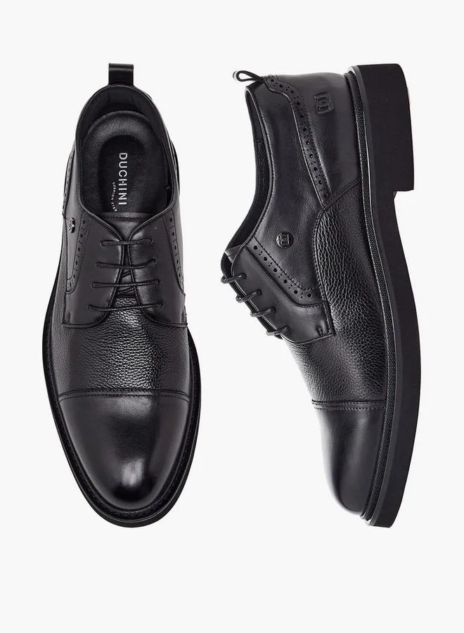 Duchini Men Leather Lace-Up Derby Shoes