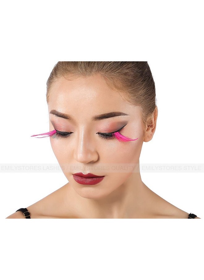 DESIRES LASHES By EMILYSTORES Emilystores Red Lashes Halloween Eyelashes Winged Costume Color For Makeup Party Show Dramatic Events 1 Pair  - Image 3