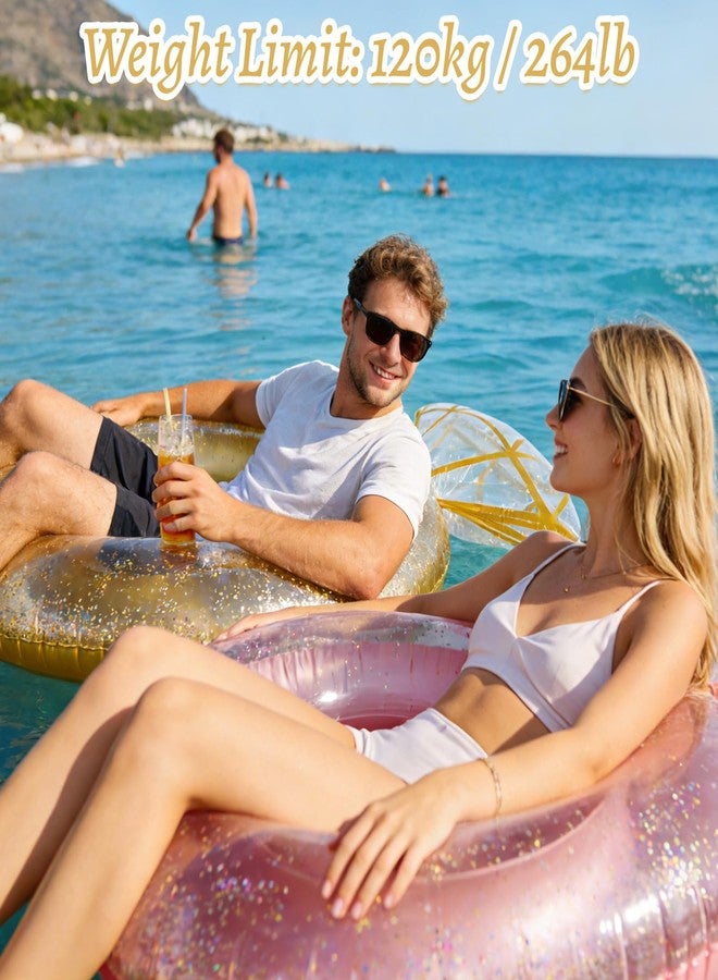 Blublu Park عوامة حمام سباحة قابلة للنفخ على شكل خاتم ألماس من بلوبلو بارك للبالغين، خاتم عائم كبير 119×86 سم، عوامة لحفلات توديع العزوبية الصيفية، وحفلات توديع العزوبية، والخطوبة، والزفاف، وحمامات السباحة، وعوامات حمام سباحة لعيد الحب (ذهبي) - Image 3