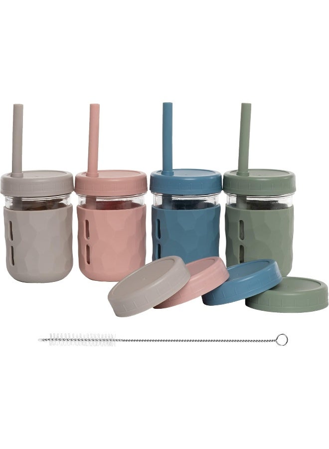 WeeSprout Glass Cups With Lids & Straws, Spill-resistant Cups for Toddlers & Kids - Image 1
