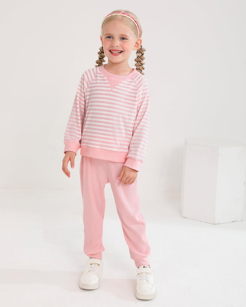 SANMIO Toddler Girl Clothes Outfits 3-4T Fall Winter Cute Long Sleeve Striped Pullover Tops + Pants Clothing Sets Toddler Sweatsuit Outfits - Image 2